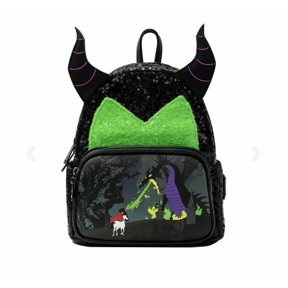 Loungefly Disney Maleficent Dragon Sequin Mini Backpack -NWT